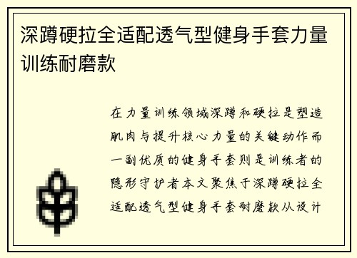深蹲硬拉全适配透气型健身手套力量训练耐磨款